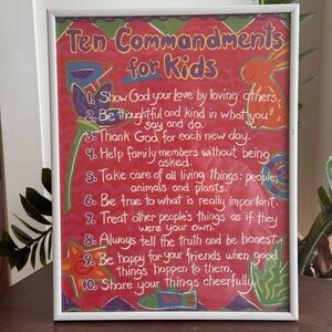Colorful Ten Commandments for Kids Poster